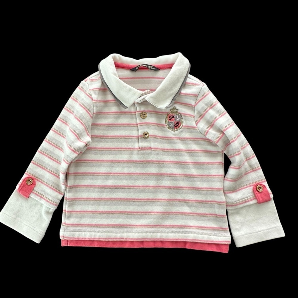 Premier Tour 90 2T Baby Girls Striped Long Sleeve Polo‎ Shirt